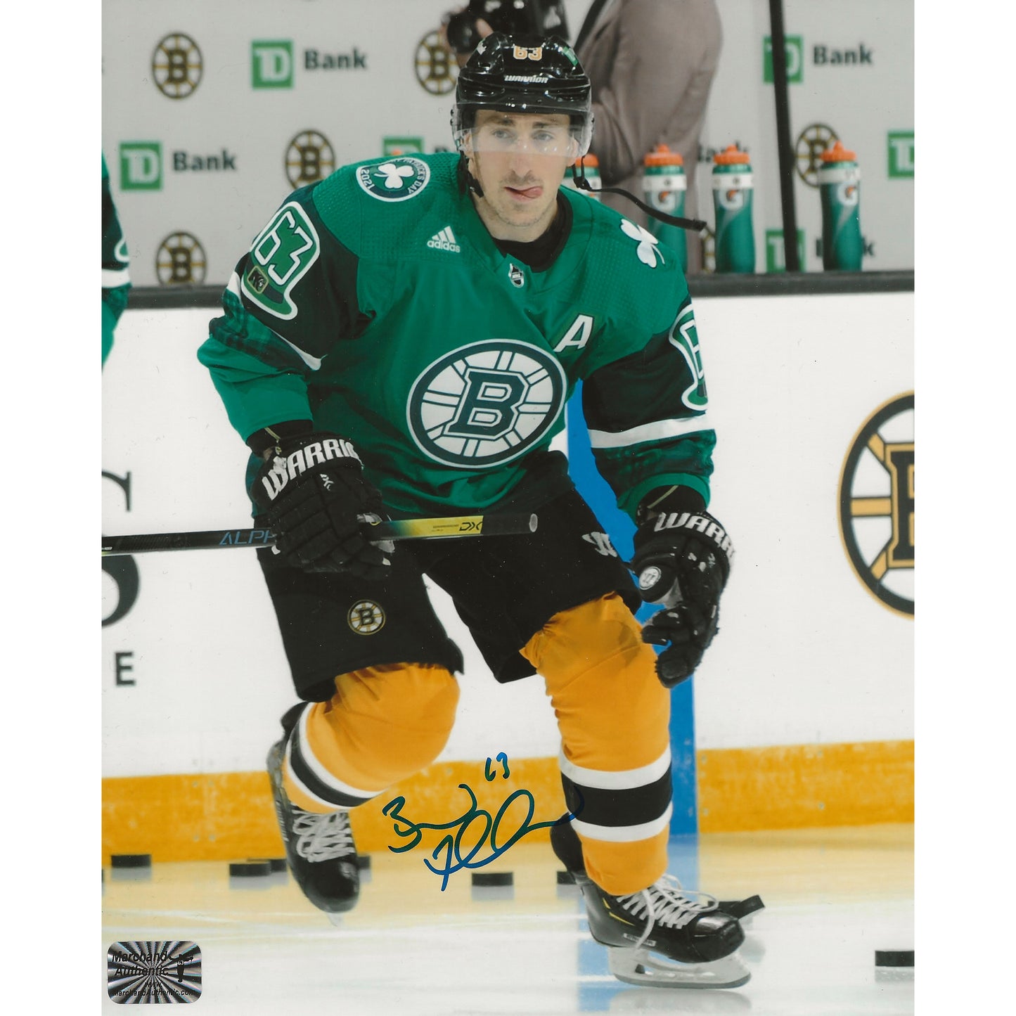 Brad Marchand Autographed Boston Bruins St. Patrick's Day 8x10 Photo