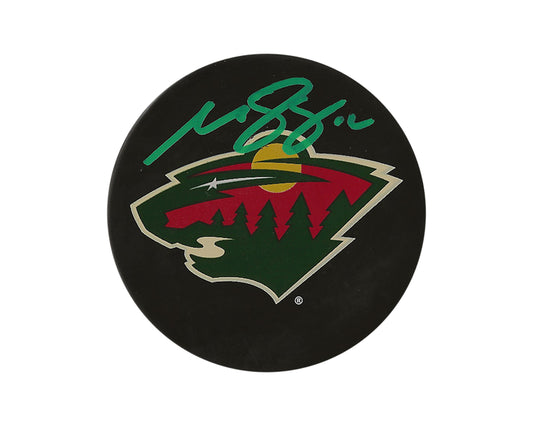 Matthew Boldy Autographed Minnesota Wild Souvenir Puck