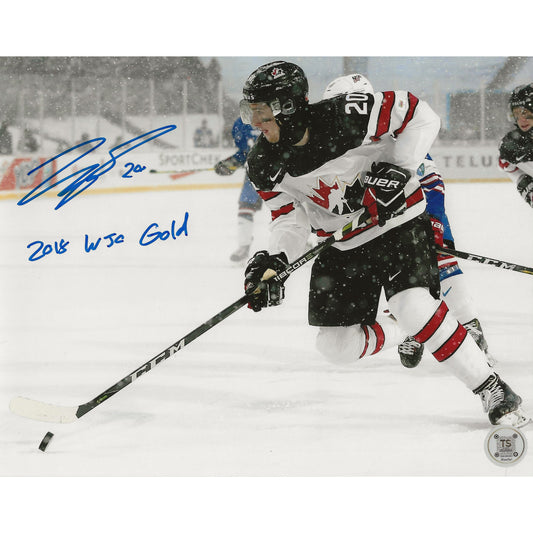 Michael McLeod Autographed Team Canada World Juniors Inscribed "2018 WJC Gold" 8x10 Photo