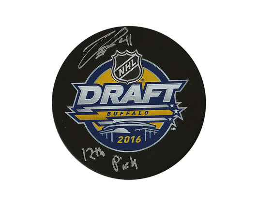 Michael McLeod Autographed 2016 NHL Draft Puck Inscribed "12th Pick"