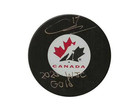 Connor McMichael Autographed Team Canada Autograph Model Puck Inscribed "2020 WJC Gold"