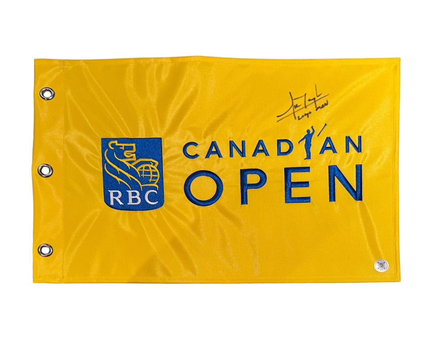 Nick Taylor Autographed RBC Canadian Open Flag Inscribed "Logo Man"