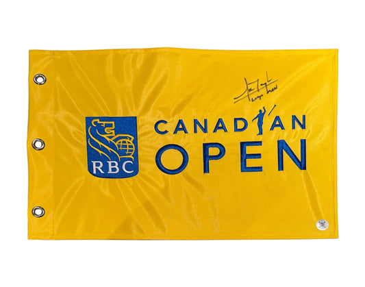 Nick Taylor Autographed RBC Canadian Open Flag Inscribed "Logo Man"