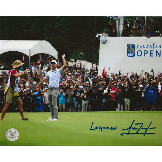 Nick Taylor Autographed 2023 RBC Canadian Open Putter Toss 8x10 Photo Inscribed "Logoman"