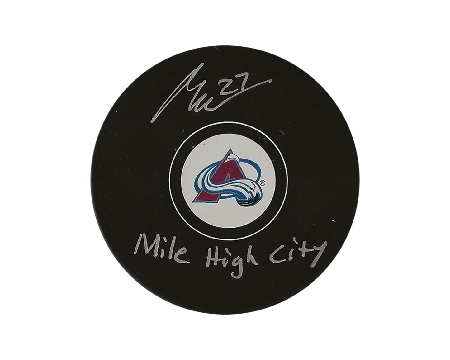 Oskar Olausson Autographed Colorado Avalanche Autograph Model Puck Inscribed "Mile High City"