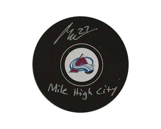 Oskar Olausson Autographed Colorado Avalanche Autograph Model Puck Inscribed "Mile High City"