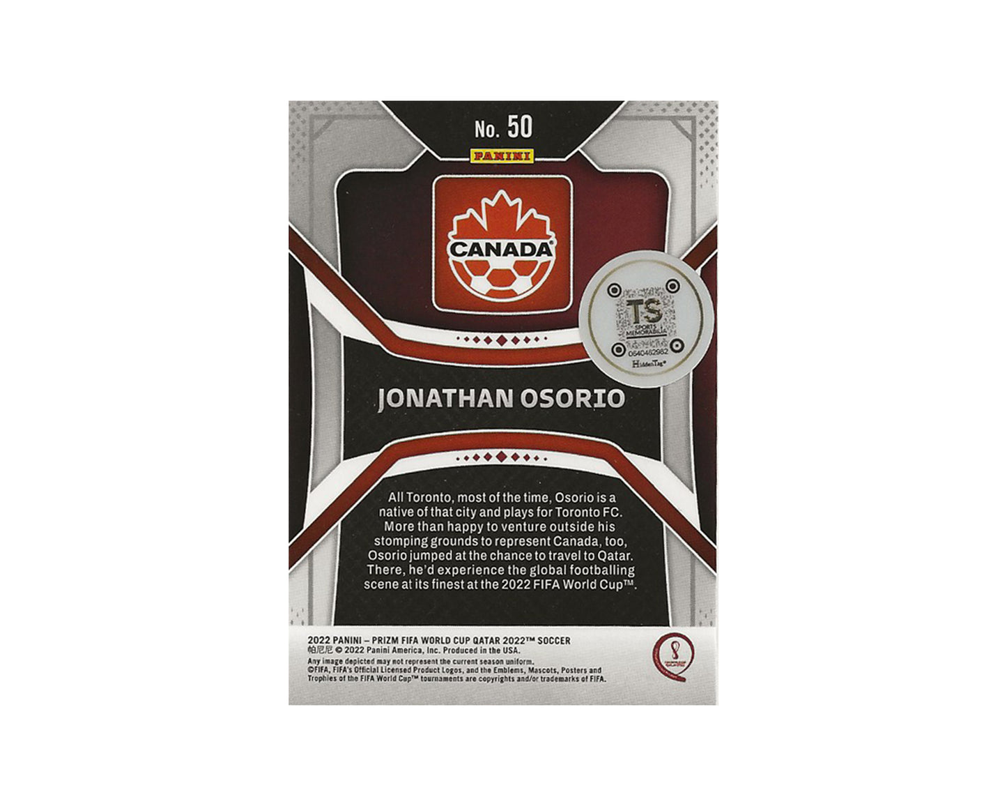 Jonathan Osorio Autographed 2022 Panini Prizm FIFA World Cup Qatar #50