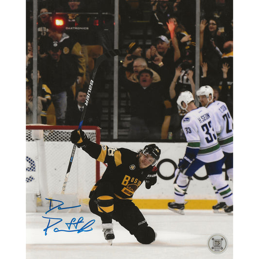 David Pastrnak Autographed Boston Bruins Goal Celebration 8x10 Photo