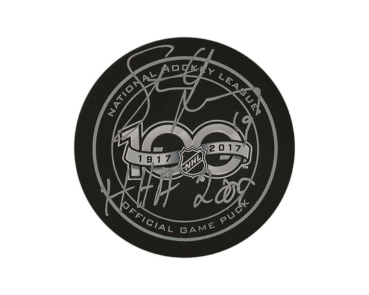Steve Yzerman Autographed NHL 100th Anniversary Official Game Puck Inscribed "HHOF 2009"