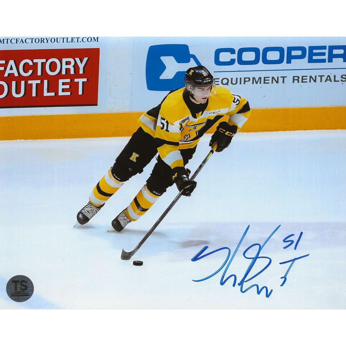 Shane Wright Autographed Kingston Frontenacs Skating w/ Puck 8x10 Photo