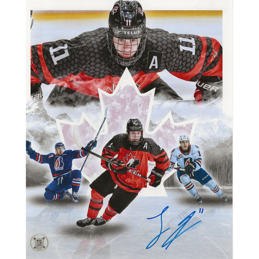 Logan Stankoven Autographed Team Canada 2021 U18 & Kamloops Blazers Artwork 8x10 Photo