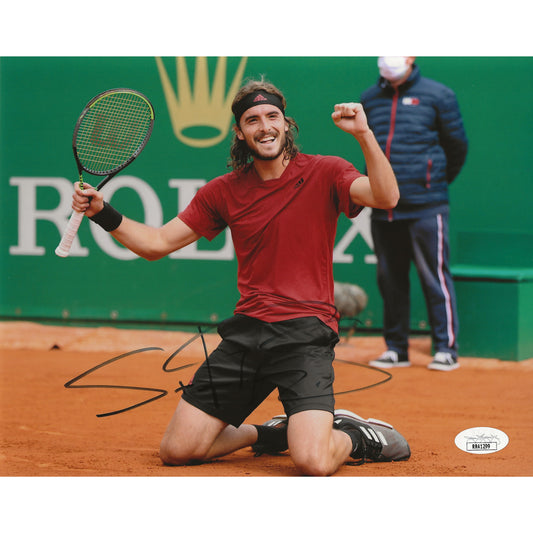 Stefanos Tsitsipas Autographed 2021 ATP Montecarlo Celebration 8x10 Photo