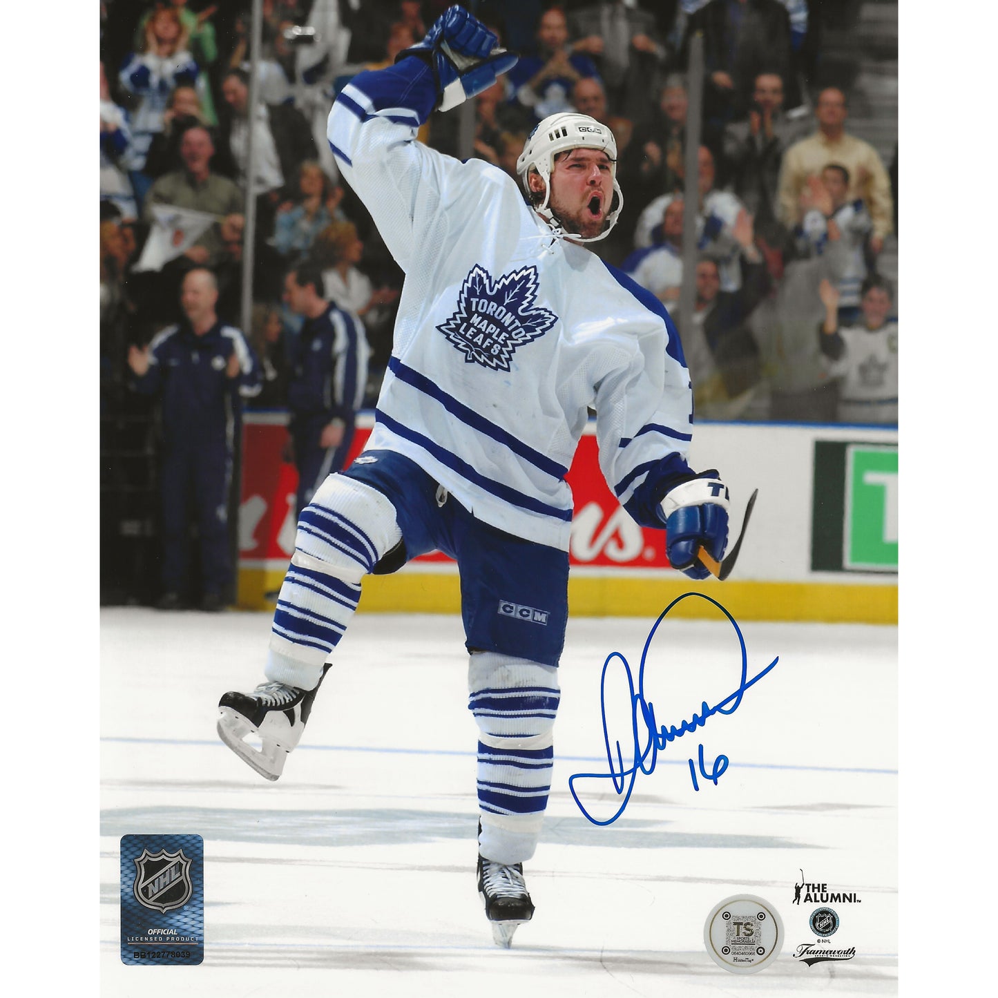 Darcy Tucker Autographed Toronto Maple Leafs Goal Celebration 8x10 Photo