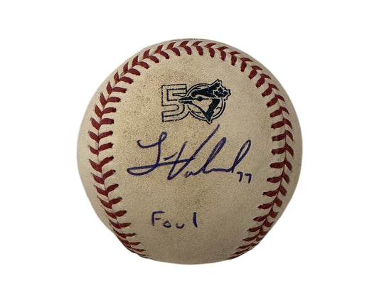 Louis Varland Autographed Game-Used 50th Anniversary Rawlings Official Major League Baseball Inscribed "Foul"
