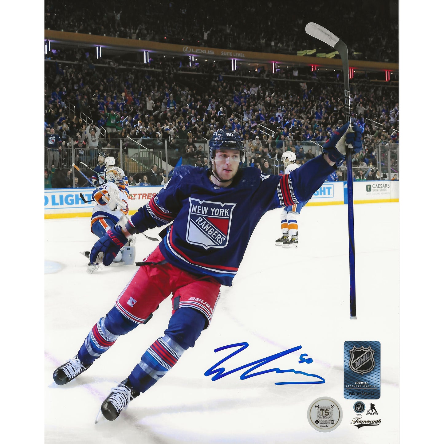 Will Cuylle Autographed New York Rangers Goal Alternate 8x10 Photo