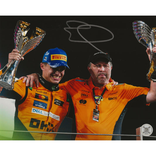 Zak Brown Autographed Formula 1 McLaren 2025 Constructors' Championship 8x10 Photo