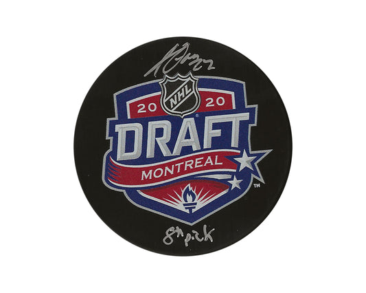 Jack Quinn Autographed 2020 NHL Draft Puck Inscribed "8th Pick"